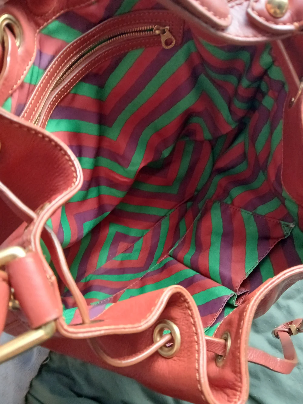 Marc by Marc Jacobs Red Leather Drawstring Shoulder Bag